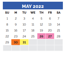 District School Academic Calendar for Irvin Elementary for May 2022