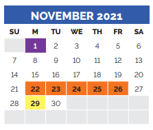 District School Academic Calendar for J A Vitovsky Elementary for November 2021