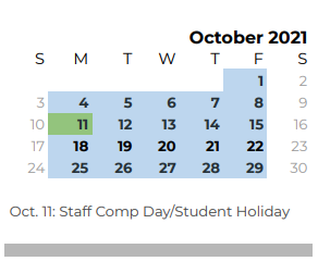 District School Academic Calendar for Hewitt Elementary for October 2021