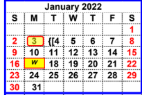 District School Academic Calendar for Millsap High School for January 2022