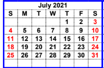 District School Academic Calendar for Millsap Middle School for July 2021