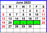 District School Academic Calendar for Millsap High School for June 2022