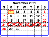 District School Academic Calendar for Millsap Middle School for November 2021