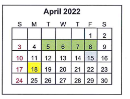 District School Academic Calendar for Mineola Middle for April 2022