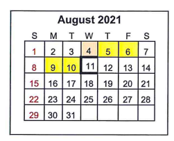 District School Academic Calendar for Mineola Pri for August 2021