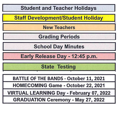 District School Academic Calendar Legend for Mineola Pri