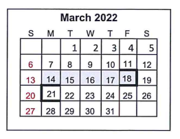 District School Academic Calendar for Mineola High School for March 2022