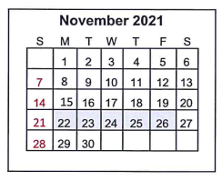 District School Academic Calendar for Mineola Middle for November 2021