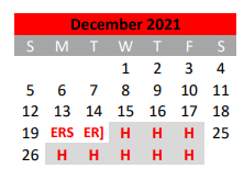 District School Academic Calendar for Travis El for December 2021