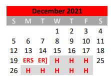 District School Academic Calendar for Lamar El for December 2021