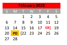 District School Academic Calendar for Travis El for February 2022