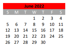 District School Academic Calendar for Mineral Wells H S for June 2022