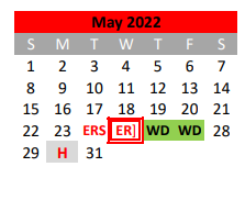 District School Academic Calendar for Mineral Wells J H for May 2022