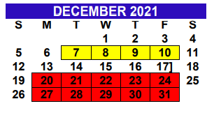 District School Academic Calendar for Bryan Elementary for December 2021