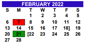 District School Academic Calendar for Alter Sch for February 2022