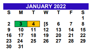 District School Academic Calendar for Bryan Elementary for January 2022
