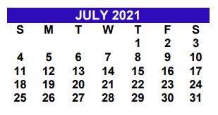 District School Academic Calendar for Alton Elementary for July 2021