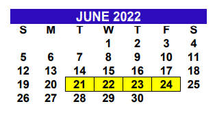 District School Academic Calendar for Alton Memorial Jr High for June 2022