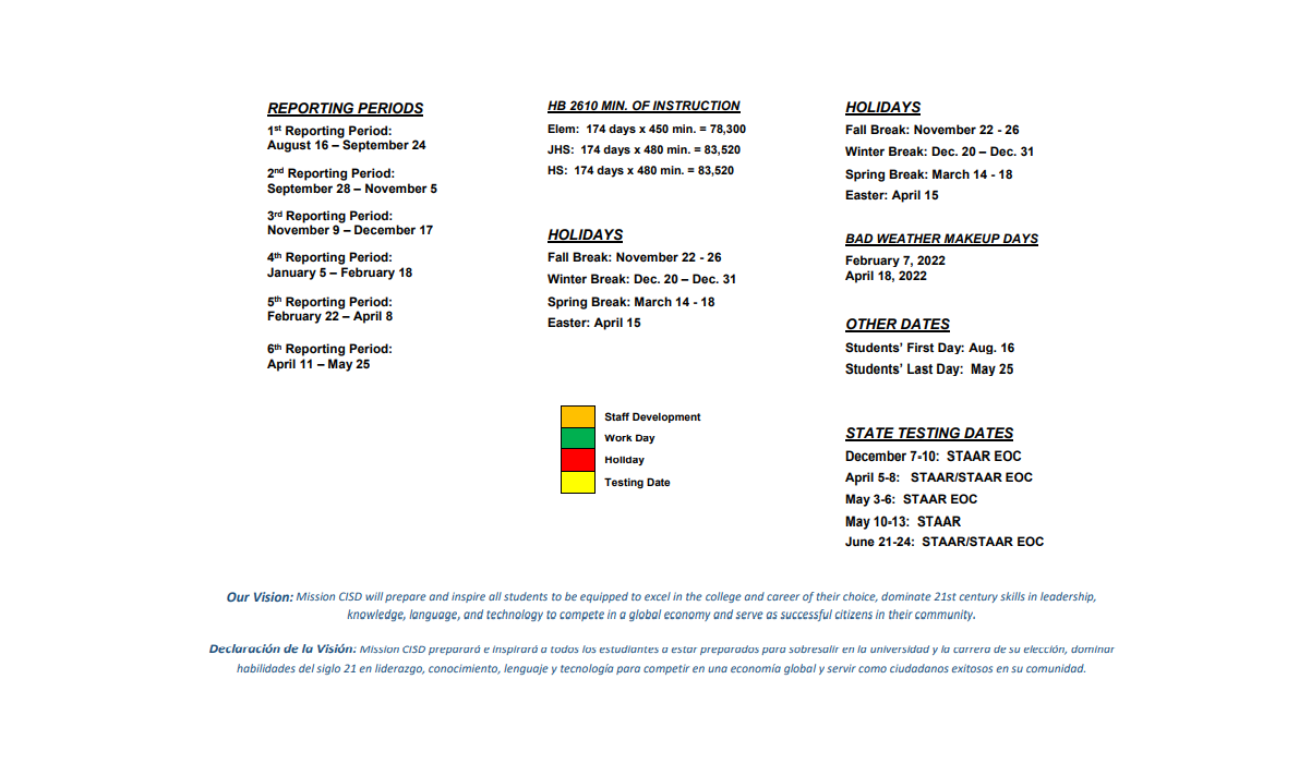 District School Academic Calendar Key for Bryan Elementary