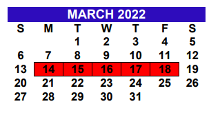 District School Academic Calendar for Carl C Waitz Elementary for March 2022
