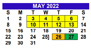 District School Academic Calendar for Alton Memorial Jr High for May 2022