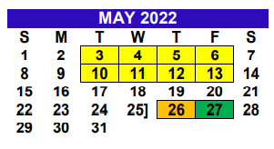 District School Academic Calendar for Alter Sch for May 2022