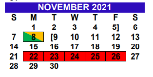 District School Academic Calendar for Cantu Elementary for November 2021