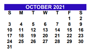 District School Academic Calendar for Cantu Elementary for October 2021