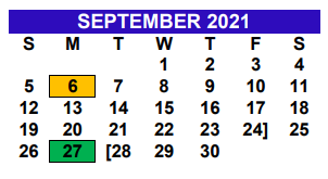 District School Academic Calendar for Alton Memorial Jr High for September 2021