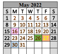 District School Academic Calendar for Walker Junior High for May 2022