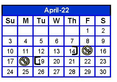 District School Academic Calendar for Monte Alto Middle for April 2022