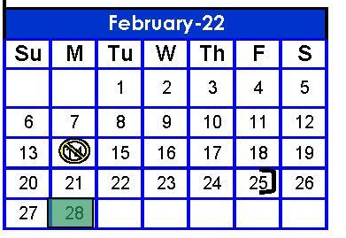 District School Academic Calendar for Hidalgo Co J J A E P for February 2022