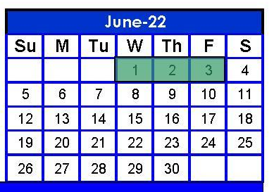 District School Academic Calendar for Monte Alto Middle for June 2022