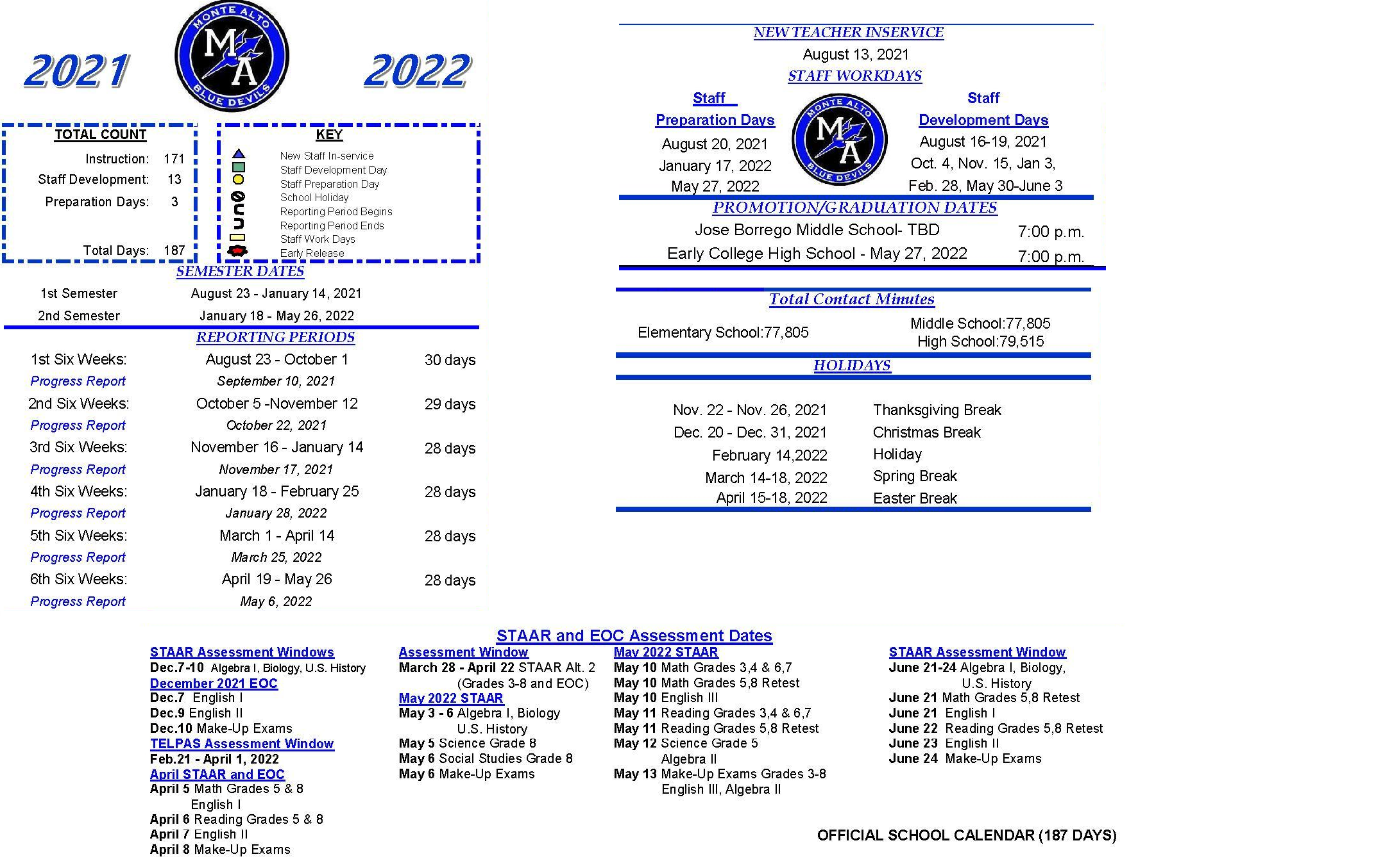 District School Academic Calendar Key for Monte Alto Middle