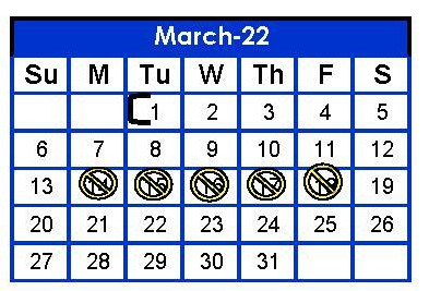 District School Academic Calendar for Monte Alto Middle for March 2022