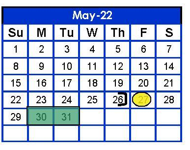 District School Academic Calendar for Monte Alto Middle for May 2022