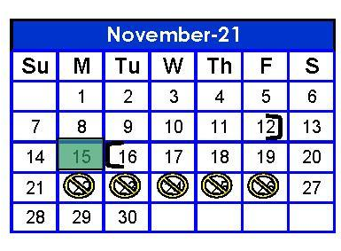 District School Academic Calendar for Monte Alto Middle for November 2021