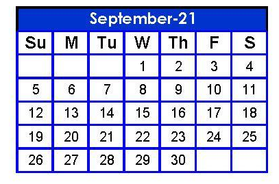 District School Academic Calendar for Hidalgo Co J J A E P for September 2021