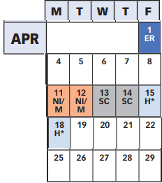 District School Academic Calendar for Argyle Middle for April 2022