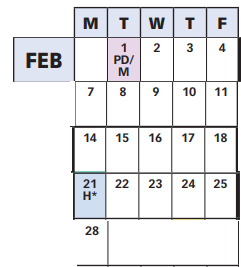 District School Academic Calendar for Martin Luther King JR. Middle for February 2022