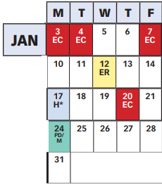 District School Academic Calendar for Bethesda Elementary for January 2022