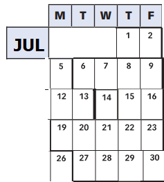 District School Academic Calendar for Bannockburn Elementary for July 2021