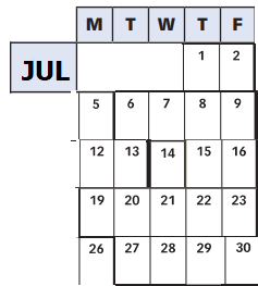 District School Academic Calendar for Clopper Mill Elementary for July 2021