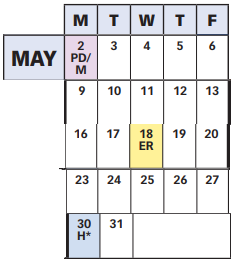 District School Academic Calendar for Alternative Programs for May 2022