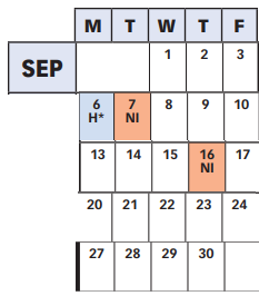 District School Academic Calendar for Ridgeview Middle for September 2021