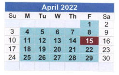District School Academic Calendar for T S Morris Elementary School for April 2022