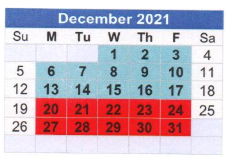 District School Academic Calendar for Davis Learning Center-beep for December 2021