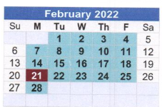 District School Academic Calendar for T S Morris Elementary School for February 2022