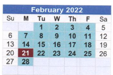 District School Academic Calendar for Davis Learning Center-beep for February 2022