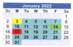 District School Academic Calendar for Davis Learning Center-beep for January 2022